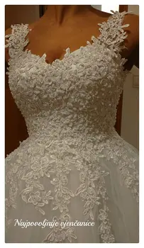 Suknie balowe spaghetti ramiączka biały tiul w kolorze kości słoniowej suknie ślubne 2018 z pereł sukienki druhny małżeństwa dostosowane rozmiar