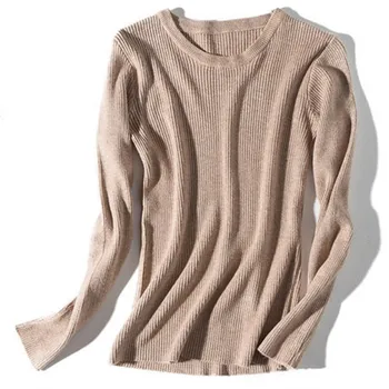 Swetry dla kobiet 2020 ciepłe zimowe szczyty odcinek cienkiej dzianiny dół koszulki sweter jesień casual z długim rękawem O-neck odzież Damska