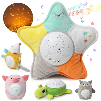Słodkie dzieci miękkie pluszowe zabawki pluszowe zwierzęta lekkie zabawki DIY z muzyką i gwiazdami projektor snu Led lampka nocna dla dzieci zabawki dla dziewczynek