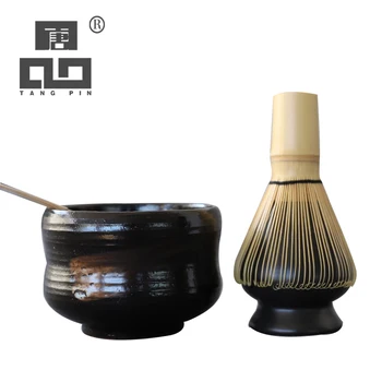 TANGPIN 4 szt./kpl. tradycyjne prezenty matcha bamboo matcha whisk scoop ceremic Matcha Bowl Whisk Holder japońskie zestawy herbat
