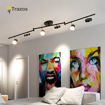 TRAZOS 220V LED lampy sufitowe z okrągłym metalowym kloszem do salonu Nowoczesne płytki lampa sufitowa Złota lampa do sypialni