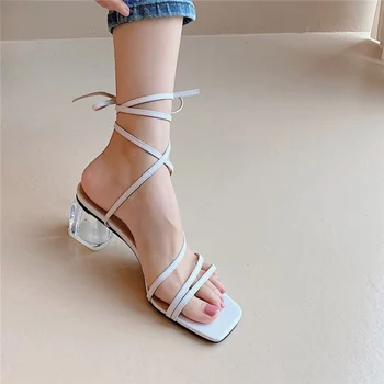 Taoffen New Design Size 34-43 Woman Sandals Real Leather Crystal Women Summer Shoes Fashion Party Shoes Woman Shoes