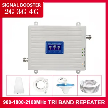 Telefon repeater sygnału GSM 900 I DCS 1800 WCDMA 2100 Mhz trójzakresowy wzmacniacz sygnału komórki 2G 3G 4G zestaw wzmacniaczy telefonu komórkowego