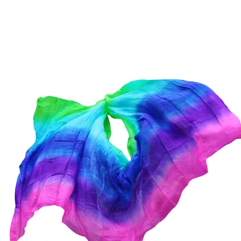 Tie-dye Performance rekwizyty Jedwabna zasłona dorośli taniec brzucha jedwabne zasłony 3-7 kolorów welon taniec brzucha praktyka Jedwabna zasłona 250/270*114 cm