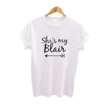 To moja Serena, to moja Blair Bff t-shirt koszulka casual Femme biały czarny ładny Harajuku Hipster kobiety topy studenci bawełna