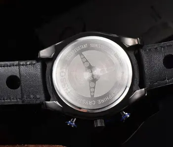 Top Brand Chronograph wodoodporne męskie zegarek data skóra kwarcowy zegarek mężczyźni Carbon Case&Dial-Tis-sot 1853 zegarek dla mężczyzn