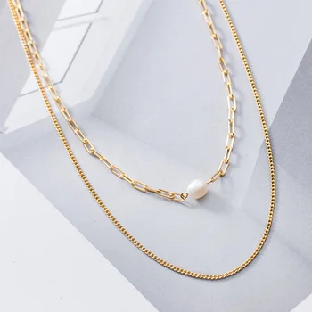 TrustDavis obecnie стерлинговое srebro próby 925 podwójny łańcuch słodkowodne perły naszyjnik Naszyjnik dla kobiet poprawiny S925 biżuteria DS888