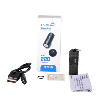 Trustfire MINI2 Led taktyczne latarki USB Akumulator brelok latarka 220 lumenów akumulator EDC LED Light IPX8 wodoodporny