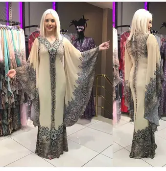 Turcja muzułmański strój абаи dla kobiet Marokańska kaftan afrykańskie sukienki Islamski odzież Batwing Sleeve Party Night Jilbab Vestidos