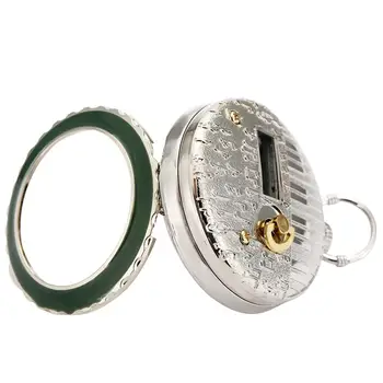 Twórczy Srebrny Obudowa Uchwyt Gra Muzykę Zegarek Kieszonkowy Osobowość Rzymska Świecące Zielony Makaron Dial Muzyczne Wiszący Zegar