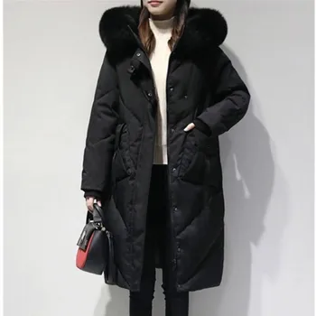 UHYTGF plus rozmiar kołdry wykonane bawełniane płaszcze damskie długa, bawełniana parku nowe koreańskie zagęszczony kobiecy płaszcz zimowy damska ciepła kurtka z kapturem X744
