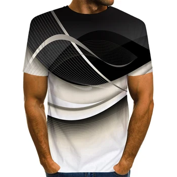 UNEY psychodeliczny graficzny koszula czarno-biały print rozmiar USA t-shirt unisex top casual nowość odzież