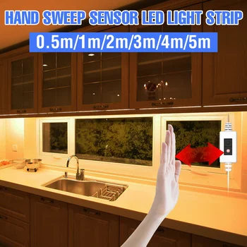 USB Under Cabinet Lamp 5M PIR Motion Sensing Strip Light LED Hand Sweep Switch Cabinet Lighting 5V wodoszczelna elastyczna taśma