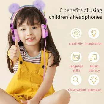 Ucho 85 db tłumiące hałas głowy słuchawki młodzi ludzie, dzieci, fioletowa wsparcie zestaw słuchawkowy sportowych słuchawek 3,5 mm wtyk z mikrofonem