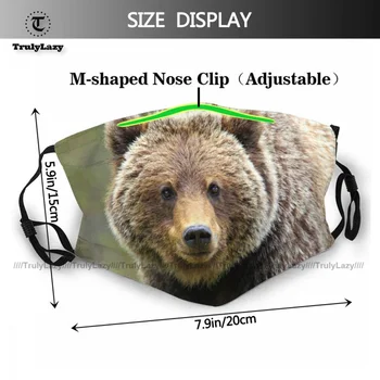 Unisex Ładny Grizzly Maska Do Twarzy Nadający Się Wzór Tkaniny Twarz Usta Maska Z Filtrem