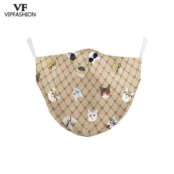 VIP FASHION Kids Mouth-muffle Cute Cartoon Cat Dog Print Face Mask PM2.5 Mouth Cover Anti-dust są zmywalni Fabric Masks