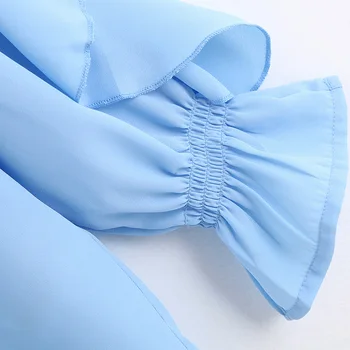 Vintage Stylowe Koronki Szyfonu Eleganckie Bluzki Damskie Bluzki 2020 Moda V Neck Z Długim Rękawem Damskie Koszule Blusas Mujer
