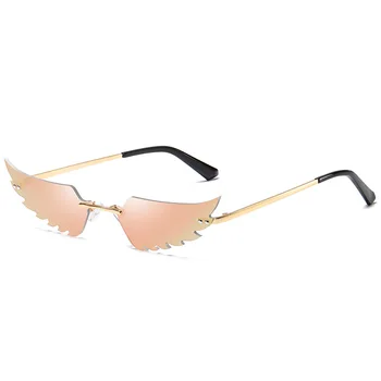 Vintage, steampunk okulary dla kobiet 2020 lustro retro bez oprawki okulary dla mężczyzn retro małe okulary w kształcie skrzydła okulary UV400