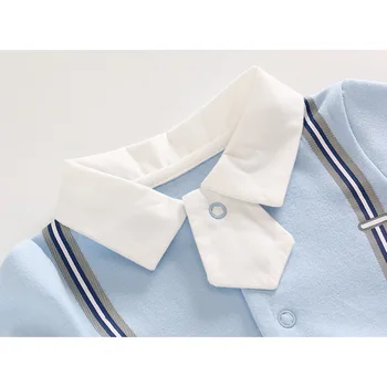 Vlinder 2018New Baby Boys Pajacyki noworodka przycisk Dziecięca piżama czysta bawełna dżentelmen styl formalny odzież z długimi rękawami kombinezon