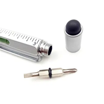 Wielofunkcyjny długopis sześć-w-jednym mały EDC narzędzia wkrętak,poziomica ekran dotykowy długopis linijka