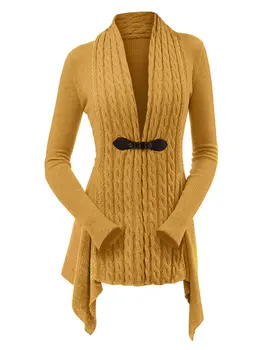 Wipalo Ostatnio Moda Kobiety Kabel Dzianiny Długi Sweter Asymetryczny Casual Sweter Damska Casual Z Długim Rękawem Kolor Dzianiny