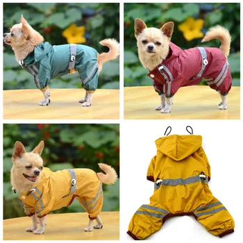 Wodoodporny Pet Dog Rain Coat odzież szczeniak z kapturem, kamizelki четырехногий płaszcz pies oraz kombinezon płaszcz odzież XS - XXL