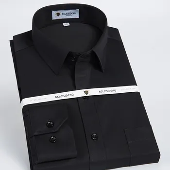 Wysokiej jakości bawełniane biznesowe męskie koszule z kwadratowym kołnierzem i długimi rękawami regular fit stałe klasyczne męskie formalne topy