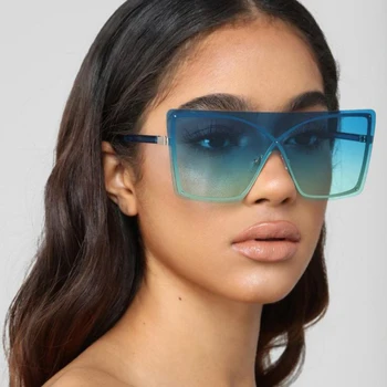 Włoskie luksusowe cieniowane okulary dla kobiet 2019 marka odzieżowa One Piece okulary bez oprawek негабаритная ramka kobiece odcienie UV400