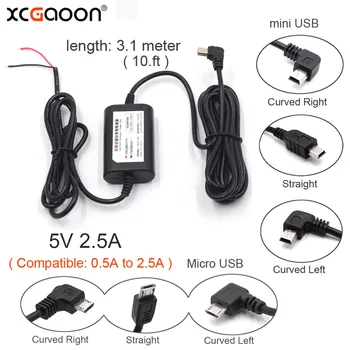 XCGaoon DC 12 / 24V 5V 2.5 A 3.1 M Mini USB Hard wire Hardwire Kit dla Dash Cam Reaview Mirror Camera GPS Car Charger Auto Charging