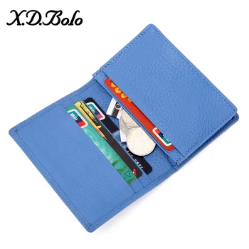 XDBOLO New Leather Wallet Women Small Fashion Business Card Cover Multi-function ID Bank Card Genuine Leather Wallet Mans