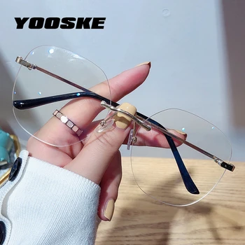 YOOSKE przezroczyste okulary bez oprawek okularów dla kobiet niebieski Llight blokujące punkty mężczyźni komputer ramka optyczna
