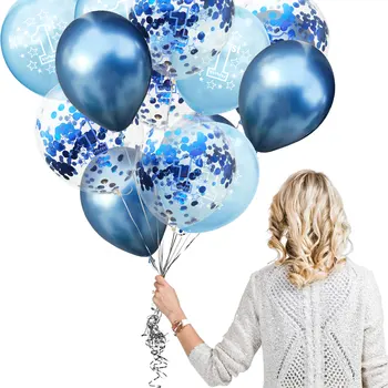 ZLJQ 1st Boy Gilr Happy Birthday Confetti Balloon First Birthday Decoration Latex Helium Balloon idealny do dziecięcych imprez