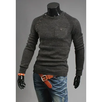 ZOGAA męski sweter casual sweter z okrągłym dekoltem sweter z kieszeniami, odzież Męska jesień ciągłą cienką ciągnąć Homme kaszmir cienki sweter topy