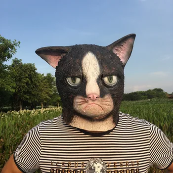 Zabawny Zły Kot Halloween Cosplay Maski Dla Zwierząt Wprost Maska Lateks Horror Masquerade Party Kot Kostium Dla Dorosłych, Maska