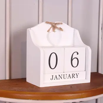 Zabytkowe Drewniane Wieczny Kalendarz Miesiąc Data Wyświetlacz Wieczne Bloki Zdjęcie Rekwizyty Akcesoria Na Biurko Biuro W Domu Dekoracji