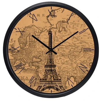 Zegar światowej strefy czasowej Brand Hotel Lobby Clock Roma NO. Światowe zabytki papier kolorowy zegar mapa