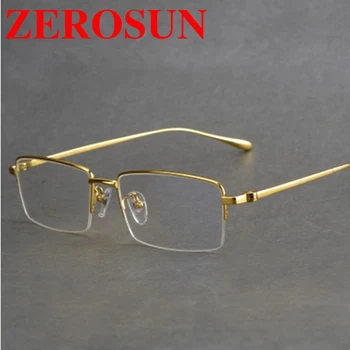 Zerosun złota ramka okulary męskie tytanowe okulary męskie markowe okulary do przepisu krótkowzroczność optyczny