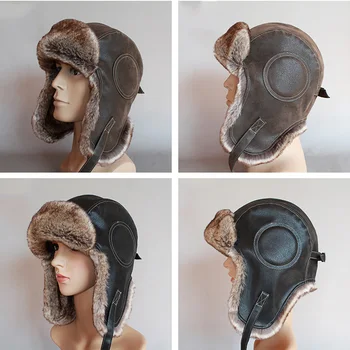Zimowa ушанка kapelusz Mężczyźni Kobiety pilot pilot bombowiec Trapper kapelusz faux skóra śnieżna czapka z uszami