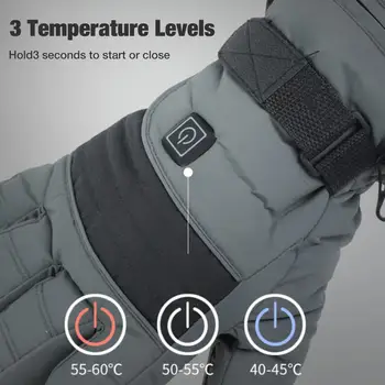 Zimowe rękawice grzewcze 3.7 V 3 temperatury, poziomu rękawice wodoodporne rękawice termiczne ekran dotykowy do jazdy na nartach spacerem pieszej turystyki, jazdy na rowerze