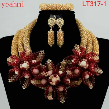 Ślubne zestawy biżuterii turkusowy zielony nigeryjski ślub Afryki koraliki biżuteria Kryształ kobiety naszyjnik zestaw Darmowa wysyłka LT317-1