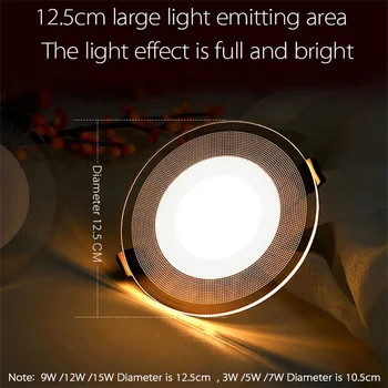 Światłowód LED Downlight 3W 5W 7W 9W 12W, 15W sufitowe oprawy okrągły kształt akrylowa panel parking kryty, wysoka jasność