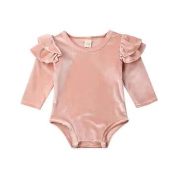 0-18 m Dziecięca wiosenno-jesienna odzież noworodki dziewczyna Fly-Sleeve body solid aksamit kombinezon jednoczęściowy gry kostiumy odzież