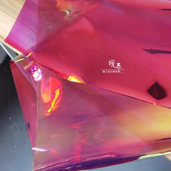 0.2 mm TPU materiał fluorescencyjny różowy, czerwony, PVC wodoodporna DIY odblaskowa odzież płaszcz torby wystrój Laserowa plastikowa ozdobna tkanina