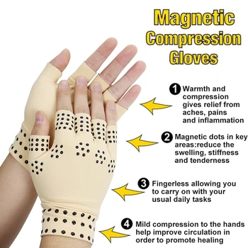 1 Para Magnetoterapia Rękawiczki Bez Palców, Stawów, Bólu Gojenie Stawów Szelki Wsparcie