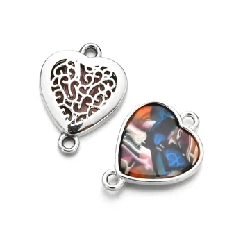 10 szt./pakiet mieszany kolor stopu żywicy złącze w kształcie serca złącze do produkcji biżuterii złodziej naszyjnik kobiety Lovers ' Gift