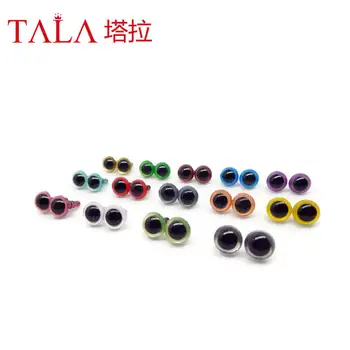 (100 szt./lot) 9 mm z tworzyw sztucznych lalek oczy/kolorowe zabawki, oczy hurtownia/mieszane kolorowe ochronne oczy z podkładką zabawki, akcesoria