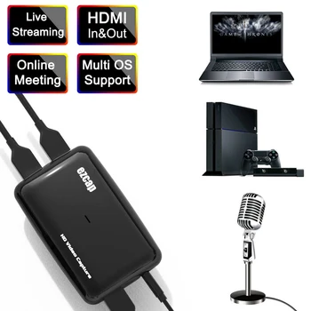 1080P 60FPS HDMI to USB 3.0 Video Capture Card Grabber dla PS4 XBOX Game TV Box Recording PC OBS Live Streaming Mic In Loop Out
