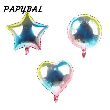 10szt 18 cali kolor gradientu Gwiazda serce okrągła folia helem balony dekoracje urodzinowe ślub balon Baby Shower kulki