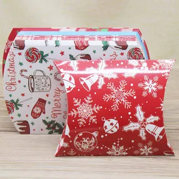 10szt bałwanki Wesołych Świąt bożego narodzenia prezenty opakowanie pudełko czerwone płatki śniegu boże narodzenie upominki poduszka forma pakiet skrzynia kartonik partia suppiles