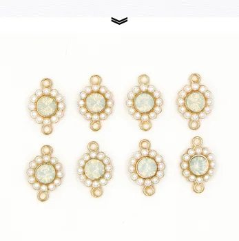 10szt okrągły Kryształ perła zawieszenia gniazdo biżuteria kolczyki bransoletki biżuteria DIY robi złote podstawie 10x17mm